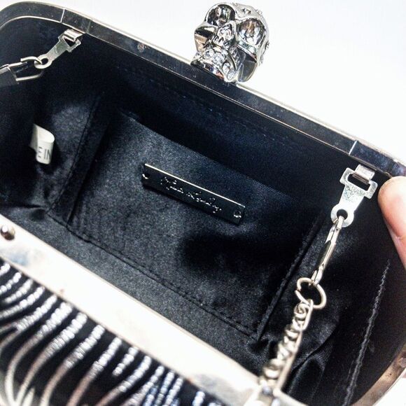 Kate Landry Silver Skull Zebra Hardshell Clutch Evening Bag - Picture 7 of 12